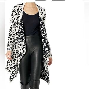 UGG Phoebe Leopard Knit Wrap Cardigan, Black + White, Size S